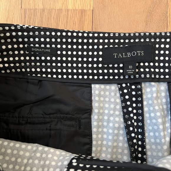 talbots - signature work pant - black and white polka dot - size 10 - Picture 2 of 9